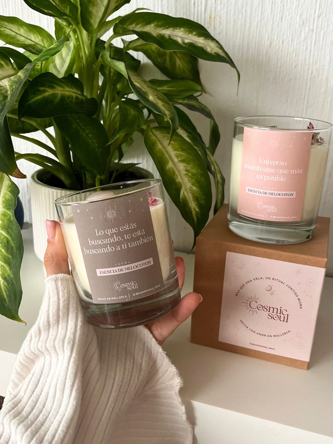 Vela Manifiéstalo Cristal | Esencia de Melocotón